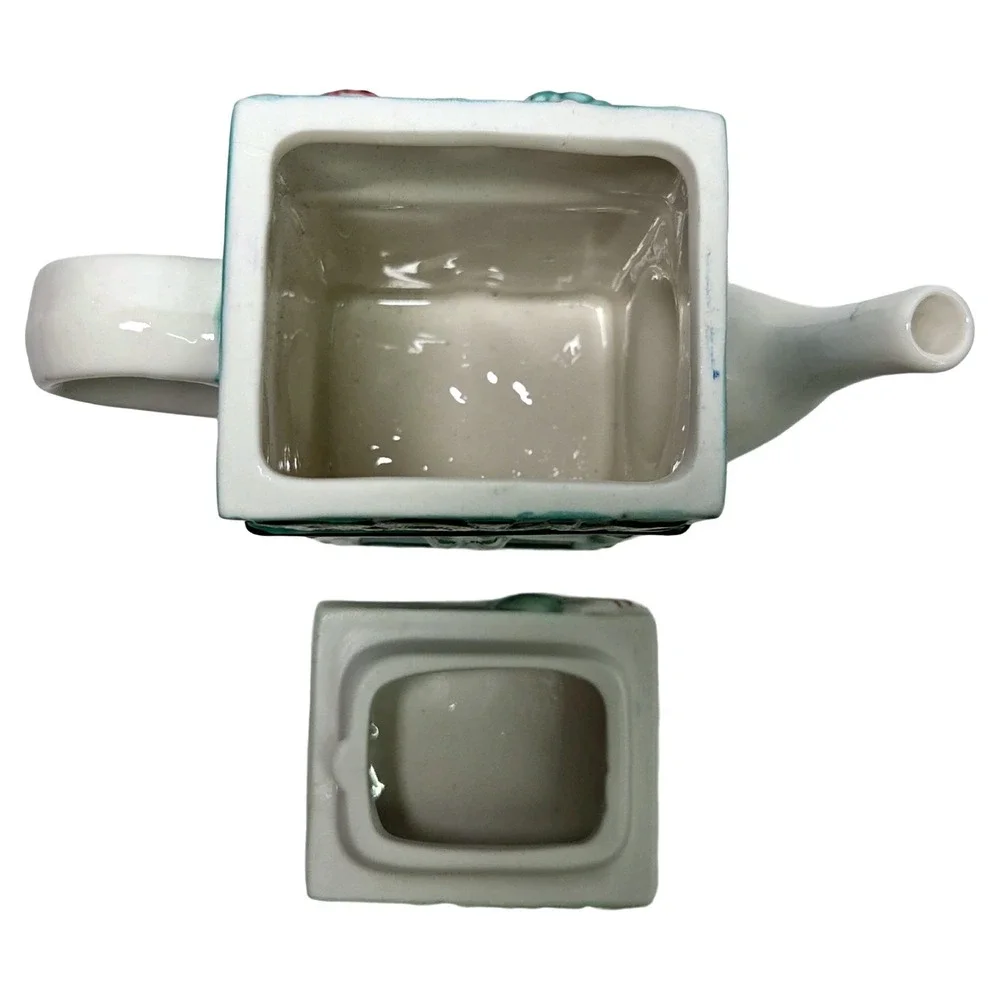 Retro Bowl Salad Bowling Novelty Teapot Hand Painted Ceramic Whimsigoth Tea‎ Pot
